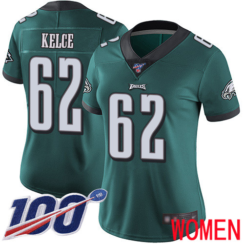 Women Philadelphia Eagles #62 Jason Kelce Midnight Green Team Color Vapor Untouchable NFL Jersey Limited1->women nfl jersey->Women Jersey